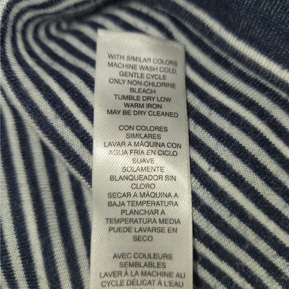 Chicos Women Size 0 Small 4 Pullover Shirt Stretch Blue White Striped Nautical - Picture 10 of 10